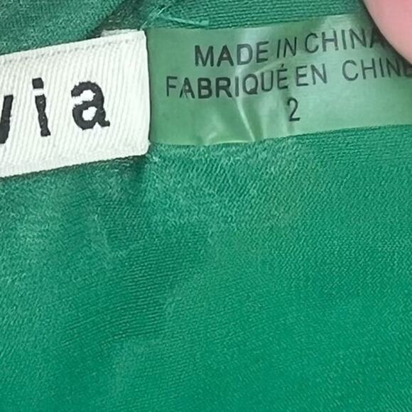 Alice + Olivia Coco Dress Floral Print Long Sleeve Silk Green Size US 2 - Picture 14 of 16